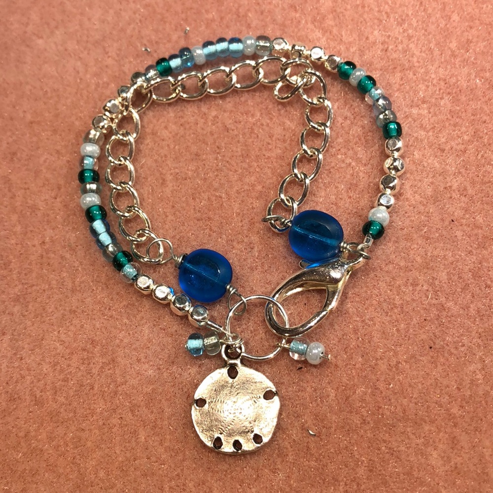 Sand dollar charm nautical bracelet